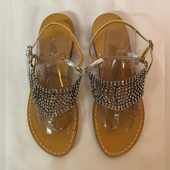 Amedeo Canfora Capri Rhinestone Thong Sandals Size 10 - Picture 1 of 16